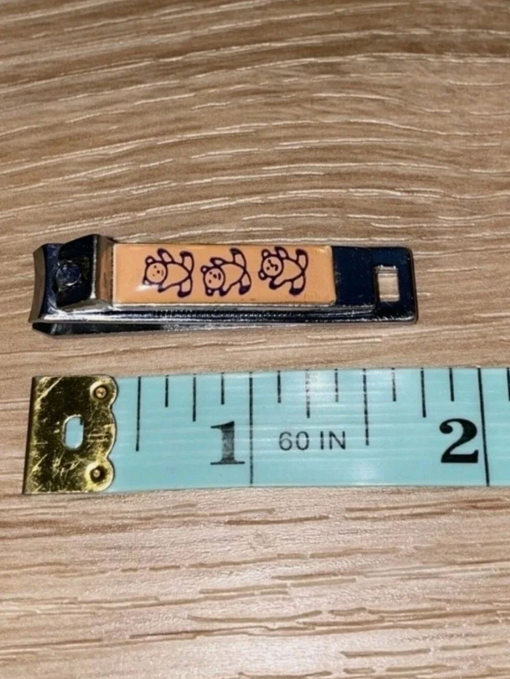 Vtg Infant Baby Gerber Style Nail Clippers Korea Orange Bear Pattern With File